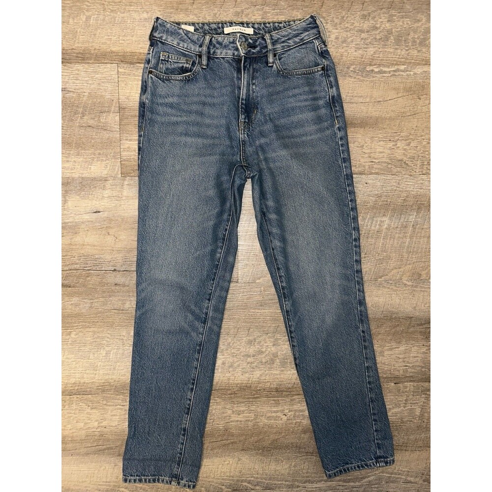 PacSun Mom Jeans Size 25 Blue Mid Wash 100% Cotton Denim High Waisted Taper Leg